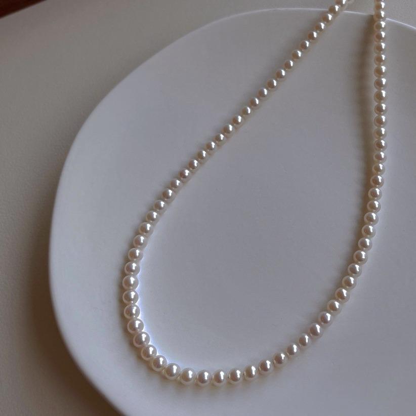 Ожерелье из стерлингового серебра 925 пробы с жемчугом Шицзя и детскими бусинами - Изысканный круглый блеск, Ретро нежный чокер для женщин