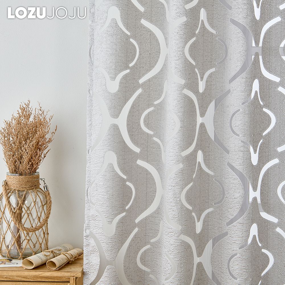 1 шт. LOZUJOJU 10% затемнение модный универсальный тюль персонализированный цветочный жаккард серый прозрачный занавес для кухни гостиная спальня окно домашний декор