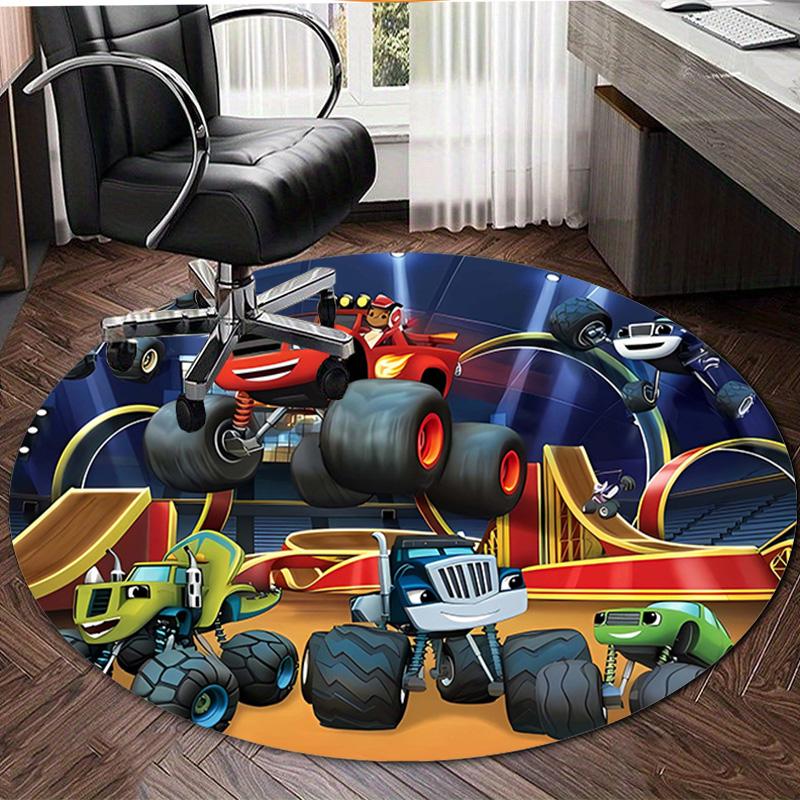 1pc Blaze and the Monster Machines Design Printed Area Round Carpet for Bedroom Living Room Home Decor Rugs Mat Non Slip Mat Rug for Bedside