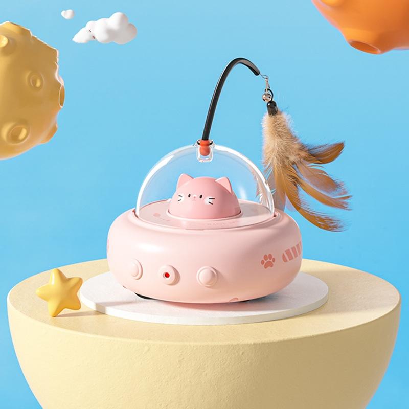 Smart Interactive Cat Toy USB Rechargeable Rotating Feather Automatic Fun Play for Indoor Kittens And Cats Training