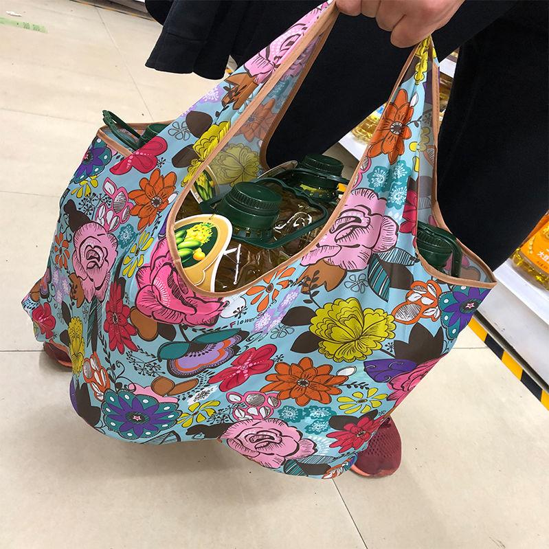 Large Capacity Portable Bags Supermarket Environmental Protection Shopping Bag Folding Waterproof Handheld Shoulder Storage Bag Load Capacity 20KG