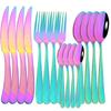 16Pcs Dinnerware Sliver Stainless Steel Cutlery Gold Plated Western Tableware Dinner Set Mirror Knife Fork Spoon Dishwasher Safe