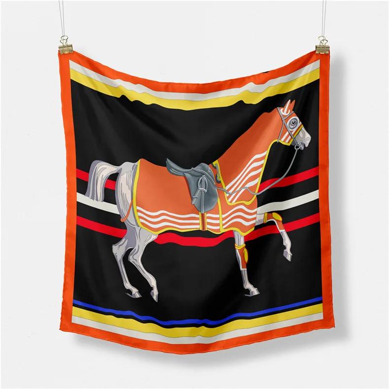 Luxury Print Silk Square Scarf Women Spring Neck Tie Shawl Wraps Female 53cm Hair Hand Wrist Headkercheif Hijab Bandana