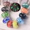 10pcs 14mm Rondelle Luminous Handmade Murano Lampwork Glass European Charms Big Hole Beads for Bracelet Jewelry Making Accessories