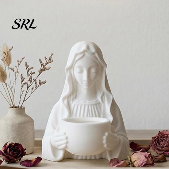 Stable Base Ornament 3D Printed Half-Body Goddess Statue, Elegant Bust Figurine with Storage Decorative Container for Candle Succulents Jewelry,
