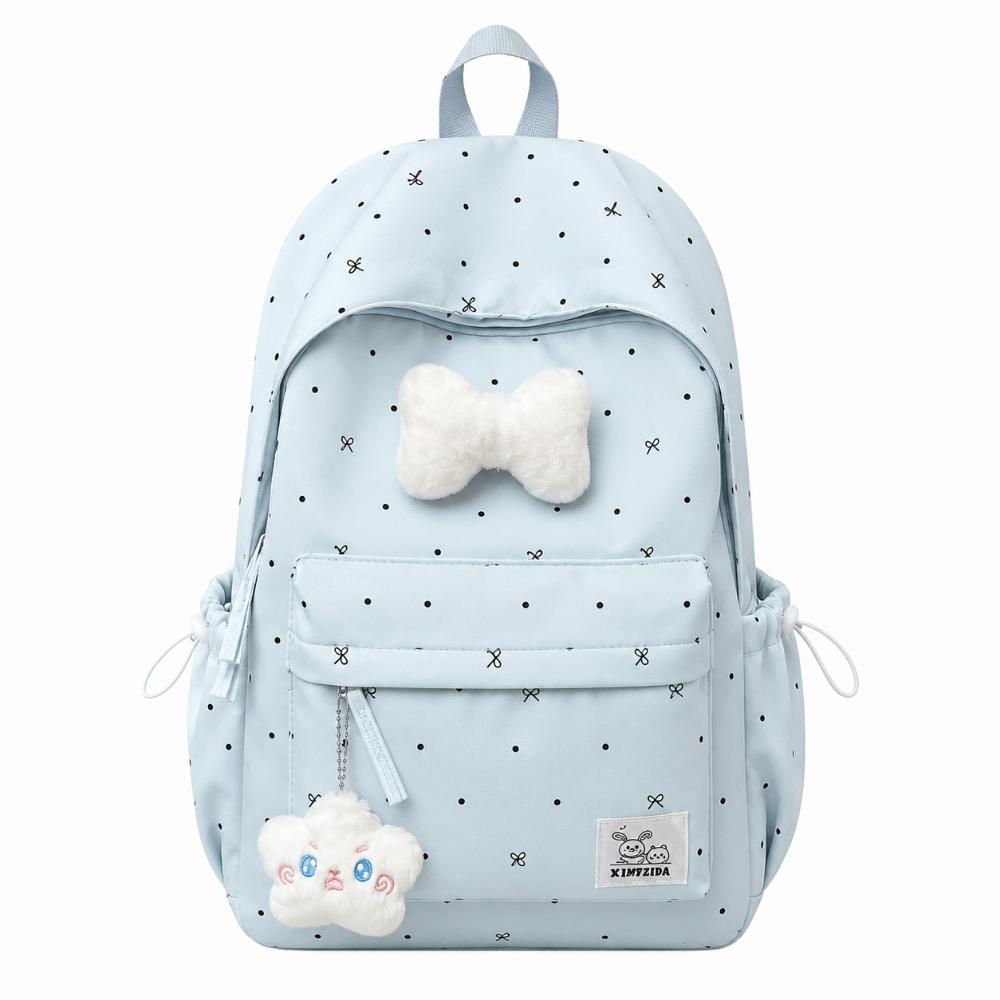 Casual Polka Dot Backpack Lightweight Large Capacity School Bag Cute Students Daypack Gift