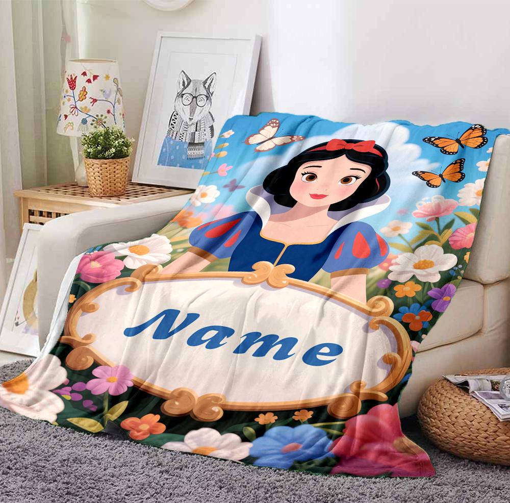 Custom Name Butterfly Garden Flannel Blanket Throw Blanket Soft Warm Sofa Bed home Decor Unique Gift