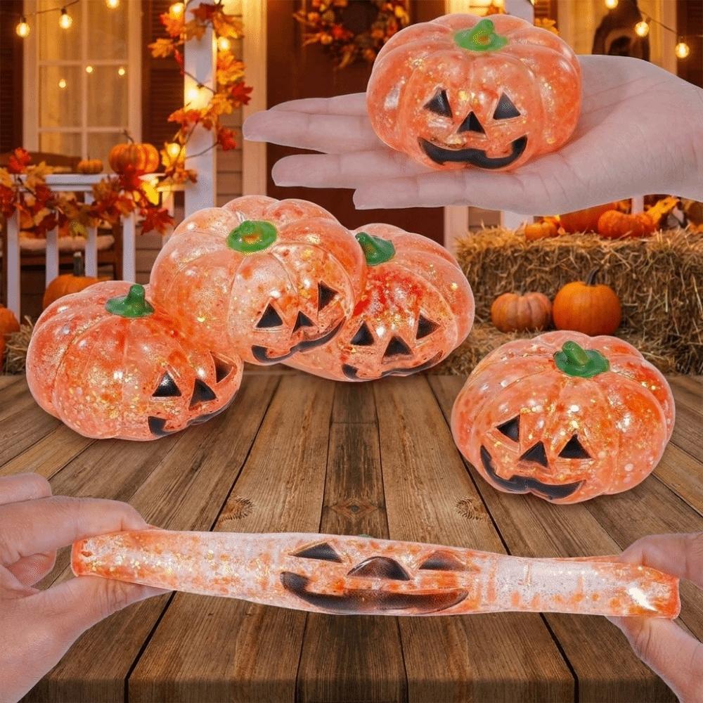 Soft Texture Halloween Pumpkin Squeeze Toy Glittering Fidget Sensory Kids Adults