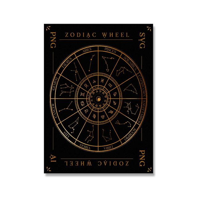 Гороскоп Гадание Плакат Астрология Зодиак Фаза Луны Символы Печатает Холст Картины Настенные Художественные Фотографии Ведьма Декор Для Гостиной