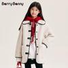 Двусторонняя шерстяная шуба с искусственным мехом для девочки BARRY BANNY 8002