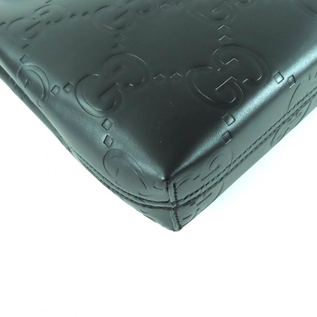 Pristine GUCCI Shoulder Bag GG Super Mini Bag 2way Leather black leather Women Used