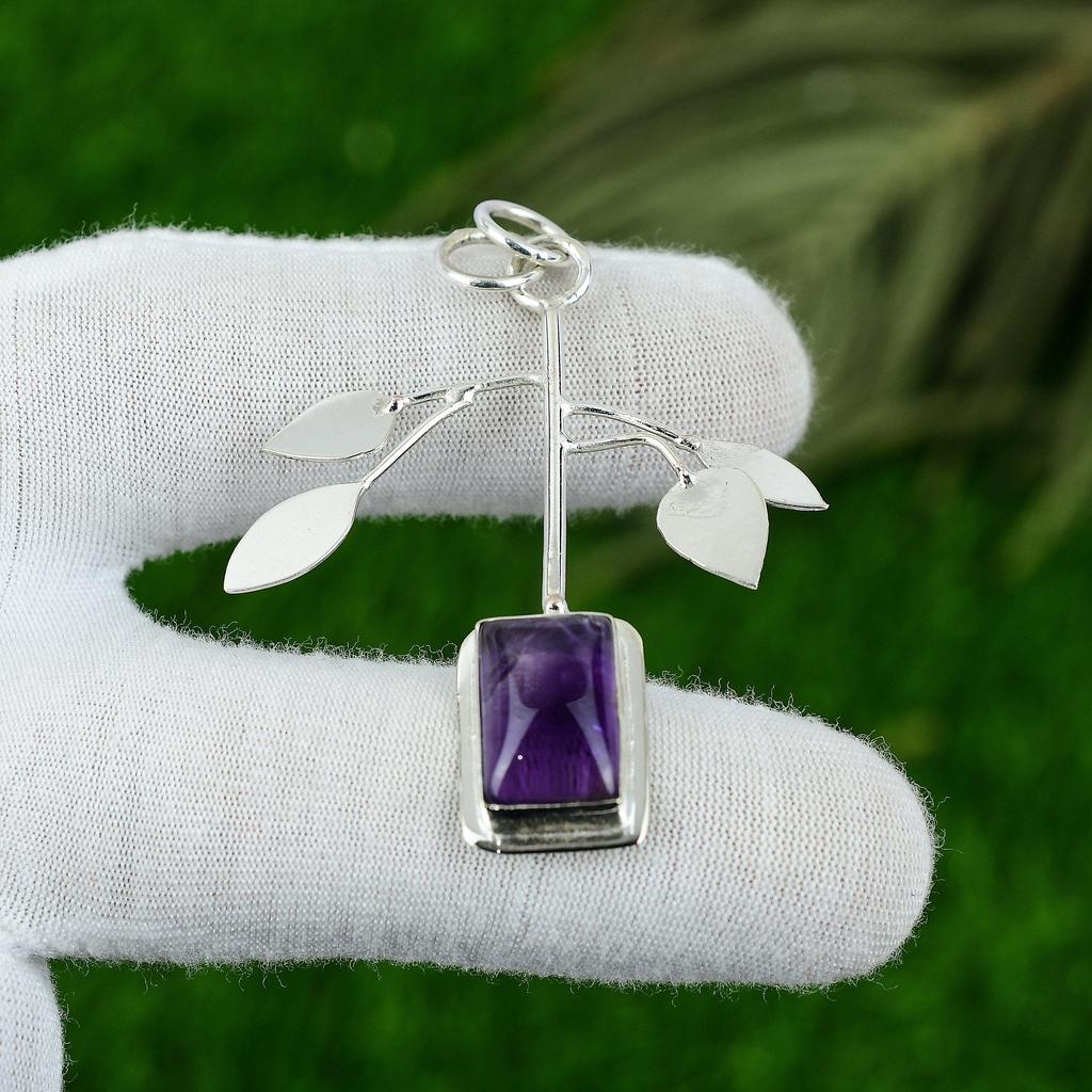 Натуральный Аметист Звездчатый Камень Подвеска 925 Стерлинговое Серебро Индийские Украшения
