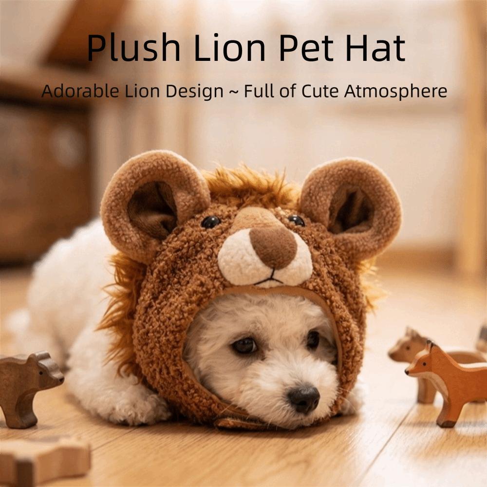 Skin Friendly Dog Plush Lion Hat Funny Cat Costume Headwear Pet Lion Mane Hat Home Holiday