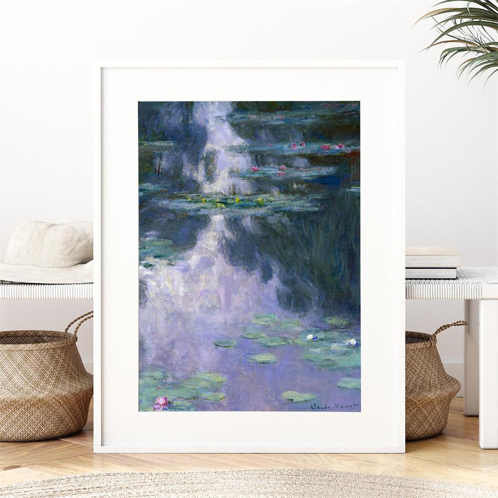 Monet Water Lilies Nympheas Vintage Poster Wall Art Print Colorful Claude Monet Flower Pond Nature Landscape Painting Decor