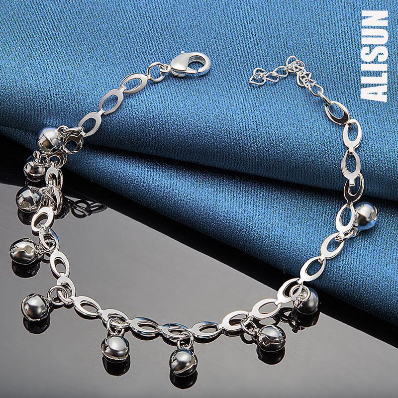 925 Sterling Silver Pearl Ball Clock Chain Bracelet Fashionable Wedding Jewelry