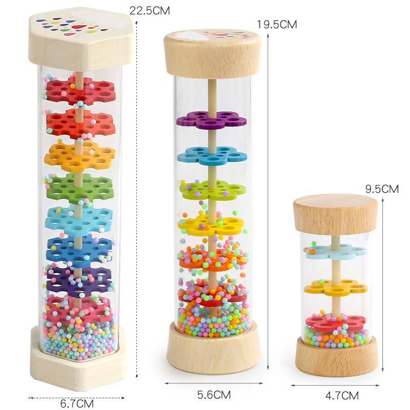 Montessori Baby Rain Stick Rainbow Music Rattle Safe BPA-Free Educational Sensory Toy for Toddlers 0-3 Years Old Home Play
