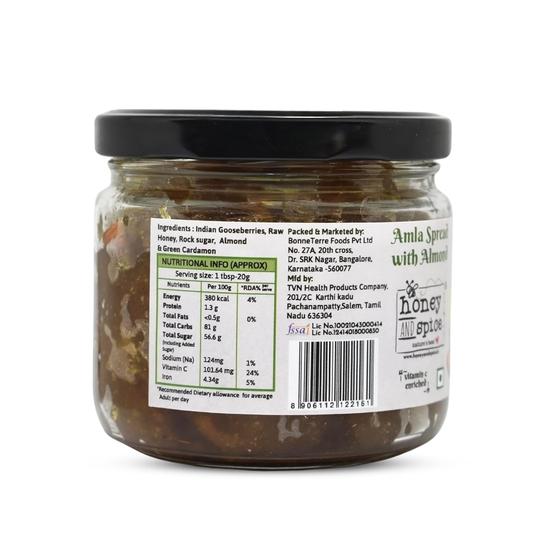 Honey and Spice - Amla Spread (Gooseberry jam) with Almond (350g) | Indian Gooseberries, Almonds and Raw Honey | Rich in Vitamin C