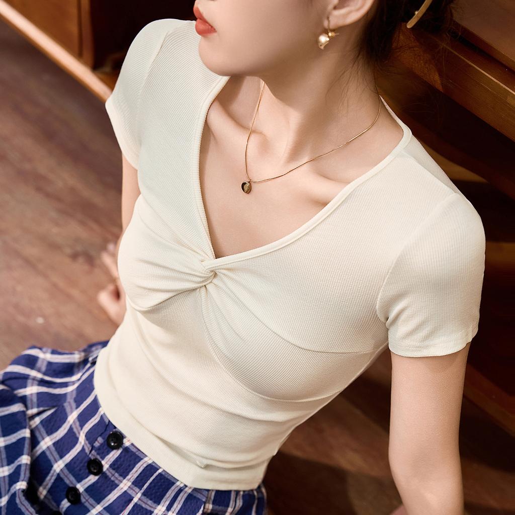 Футболка с рукавами женская с высокой талией, короткая, летняя, новая, нижняя часть рубашки, верхняя часть