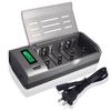 New 4 Slots LCD Display Battery Charger for Nimh Nicd 1.2V AA AAA C D Size or 9V Rechargeable Battery Quick Charger