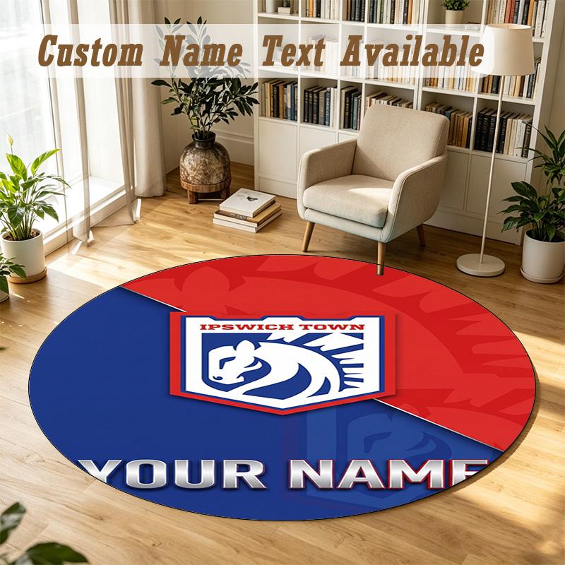 Round Rug Custom NameIpswich Town Pattern Non Slip Carpet Home Floor Decor
