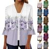 Женская мода свободный повседневный принт с рукавом три четверти рубашка на пуговицах кардиган топ
