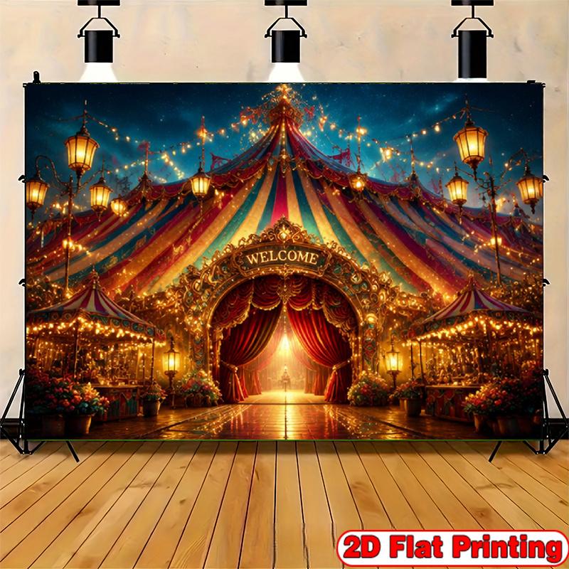 2D flat design. 1 piece. Vintage circus tent banner.