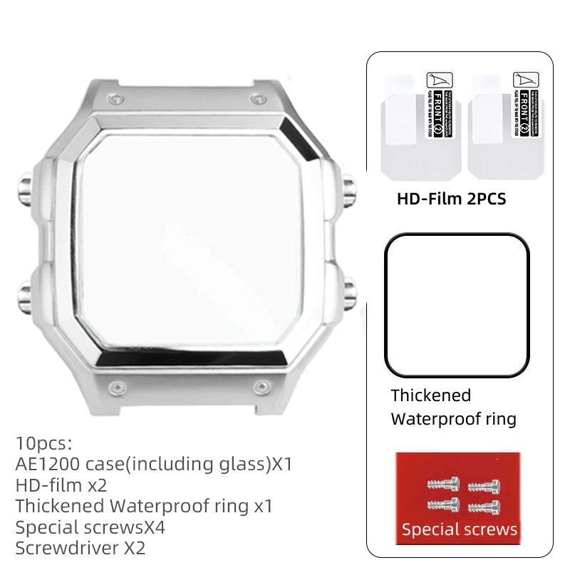 AE-1200 Полностью металлический корпус ремешок мод-комплект для Casio 3299 AE-1200WH AE1300 ремешок для часов из нержавеющей стали стеклянная пленка винт безель браслет