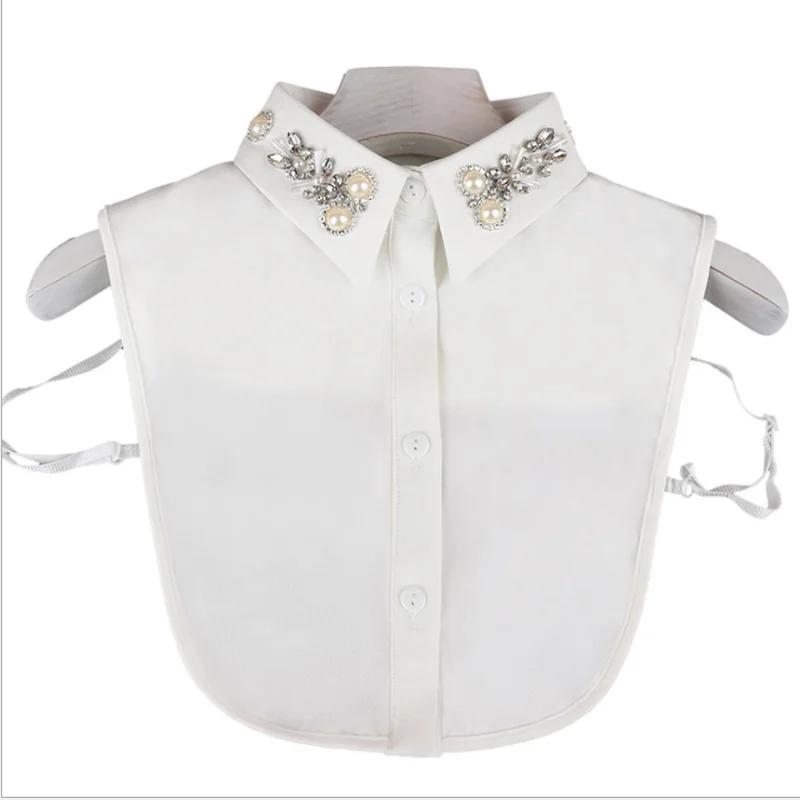 Женская мода Kraagie Nep Pearls Costume Women Collar False Faux Cols Fake Collar Stays Chiffon Crochet Detachable Collar Supply