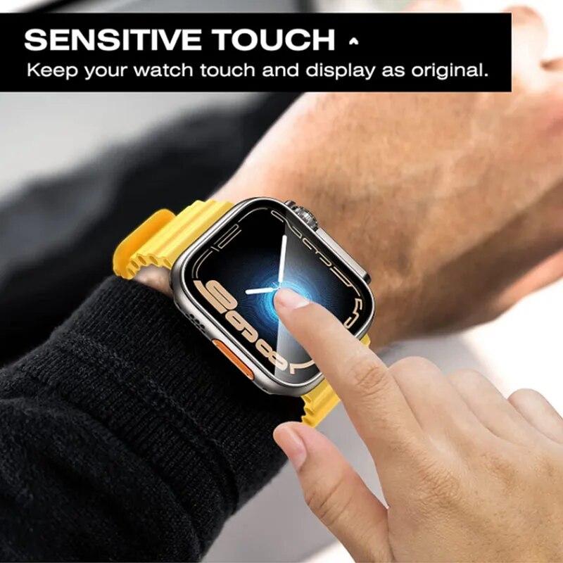 Tempered Glass Screen Protector For Apple Watch Case Series 9 8 7 6 5 4 3 Change To Ultra Iwatch Protective 45mm 44mm 41mm 40mm