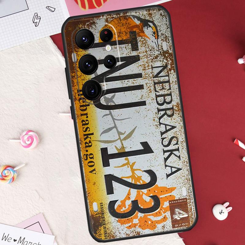 Retro Funny License Plate Case For Samsung Galaxy S21 S22 S23 S24 S25 S26 Ultra S10 S25 Plus S25 FE S20 FE Cover Shell