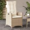 VidaXL Chaises inclinables de jardin lot de 2 et coussins beige rotin 365268