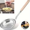 Stainless Steel Strainer Skimmer With Heat-Resistant Wooden Handle - Oil Filter Mesh Kitchen Tool Multi-Purpose Durable Kitchen Utensil