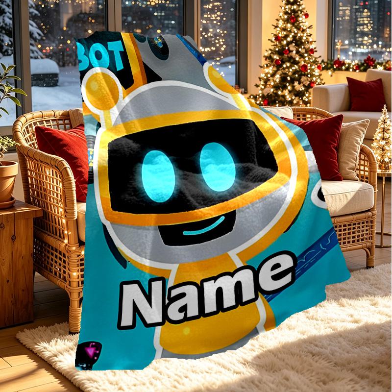 Custom Name Personalized Cosmic Bot Crew Print Blanket, Home Decor, Bedroom, Sofa, Camping, Couch, Gifts for Birthday ChristmasEnthusiasts