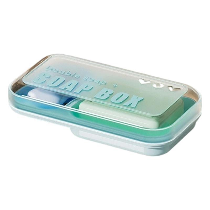 Double Compartment Soap Holder Box With Ventilated Base And Secure Cover Bathroom Essential Storage Tray For Home Travel