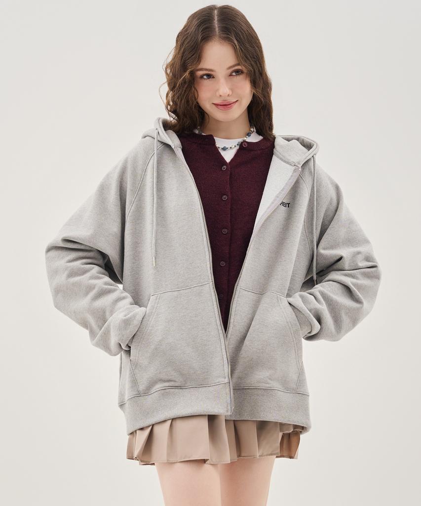 Худи на молнии Thefrht Oversized с двусторонним принтом (серый)