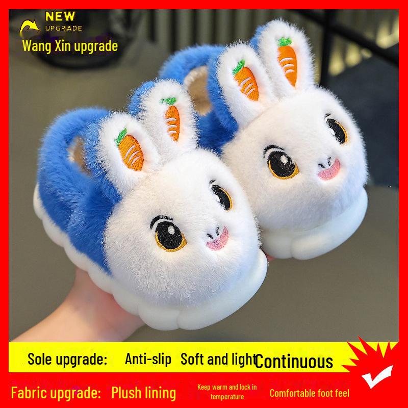 Милые детские тапочки-зайчики с морковными акцентами и нескользящей подошвой