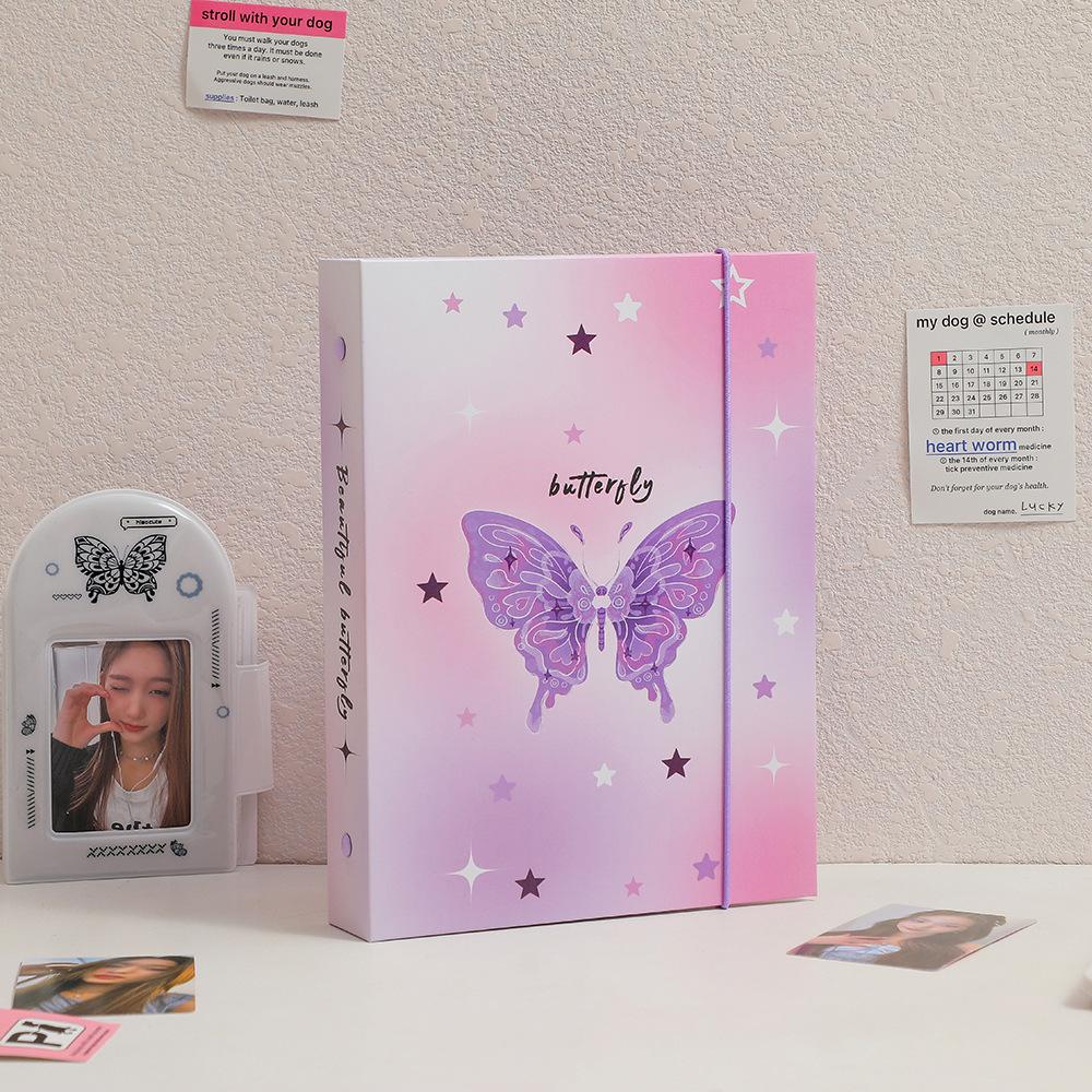 Cute A5 Butterfly Kpop Photocard Holder DIY Binder Photocards Idol Photo Album Photo Collect Book Photocard Binder Scrapbook