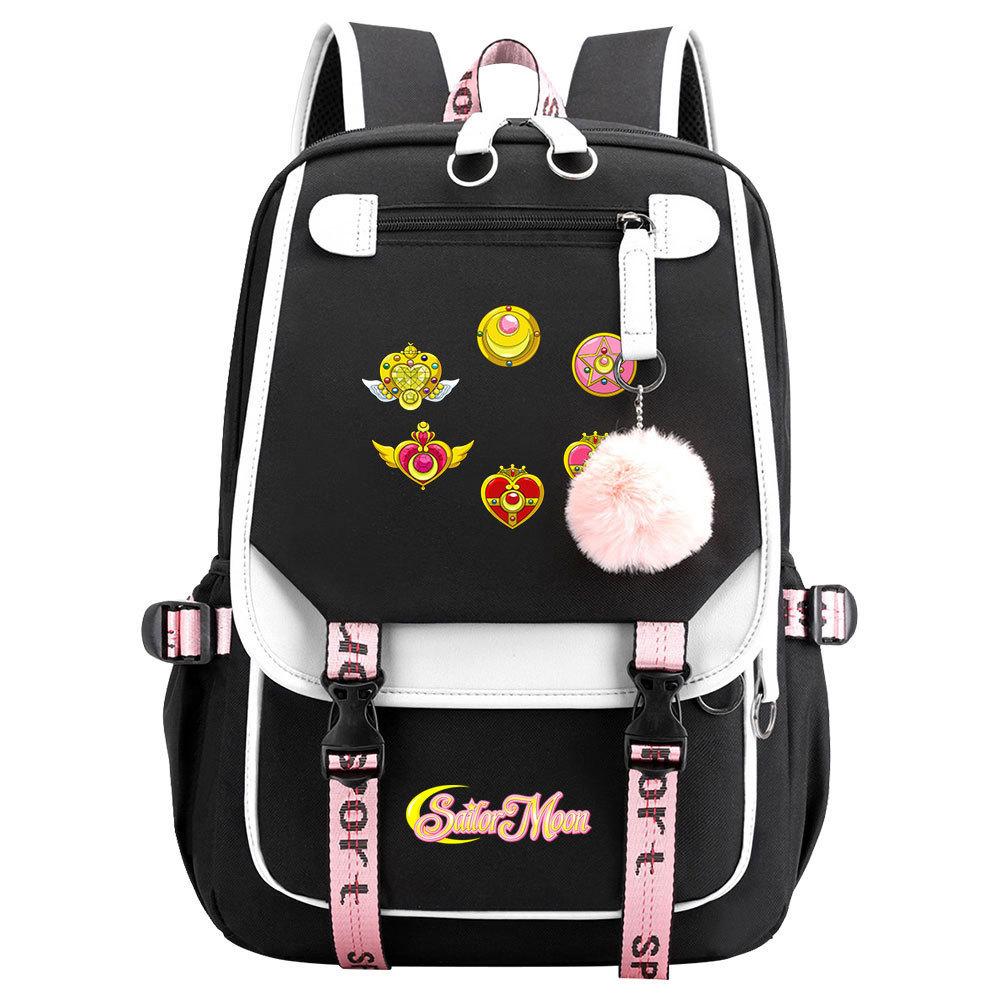 Новый аниме-рюкзак Sailor Moon с USB-подключением для подростков и школьников, мужской и женский, с откидной крышкой.