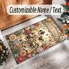 Pug Theme Crystal Velvet Floor Rug Personalized Custom Name Text Warm Carpet Home Decoration