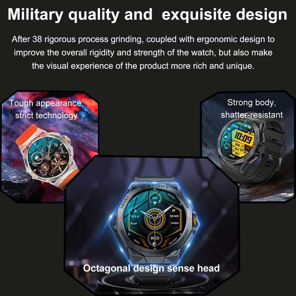 AMOLED Смарт-часы Мужские Спорт на открытом воздухе Фитнес K62 400 мАч Голосовой помощник Циферблат Звонок по Bluetooth Музыка Пульс Смарт-часы