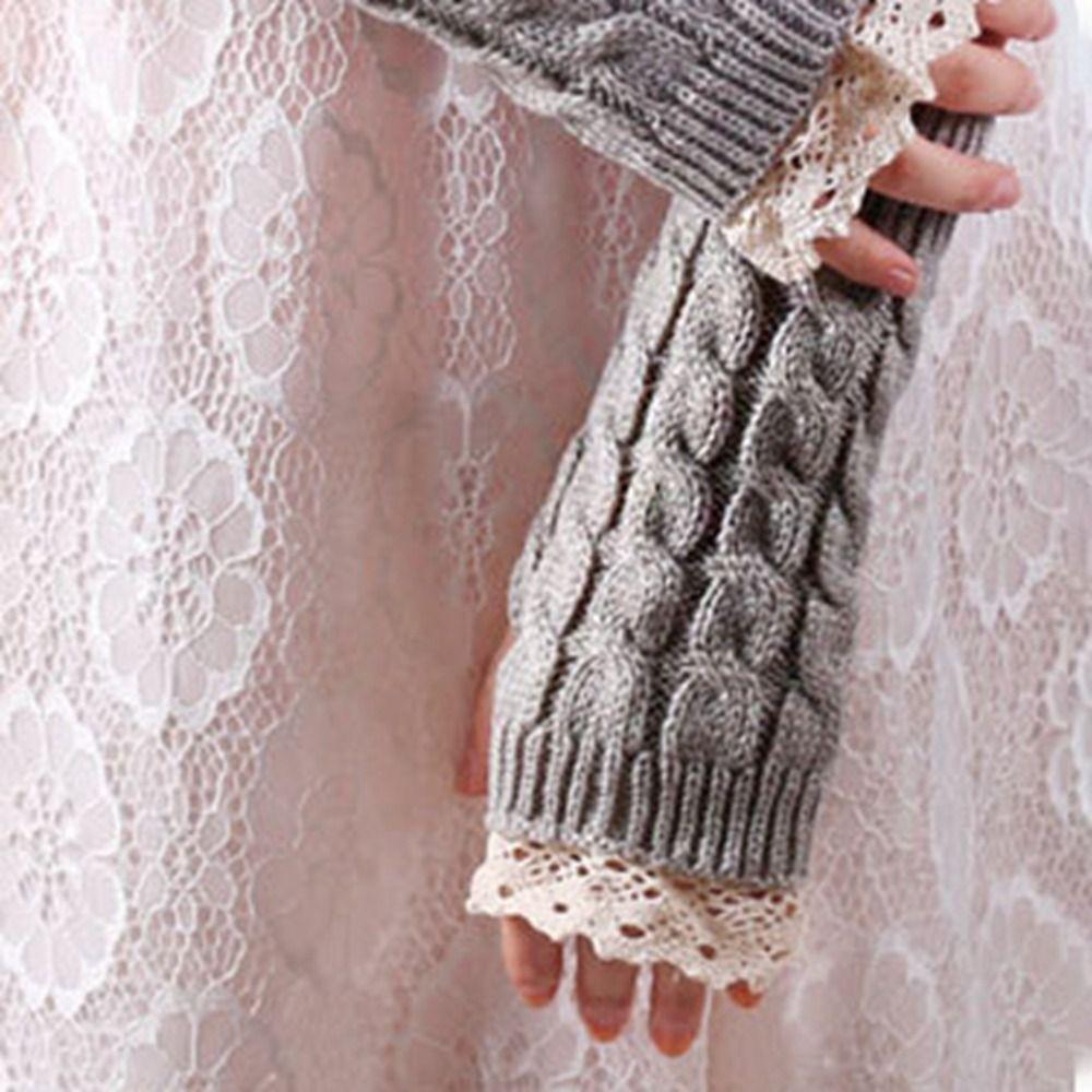 Кружевные зимние перчатки, перчатки с переплетениями, перчатки без пальцев, простые шерстяные перчатки, мужские