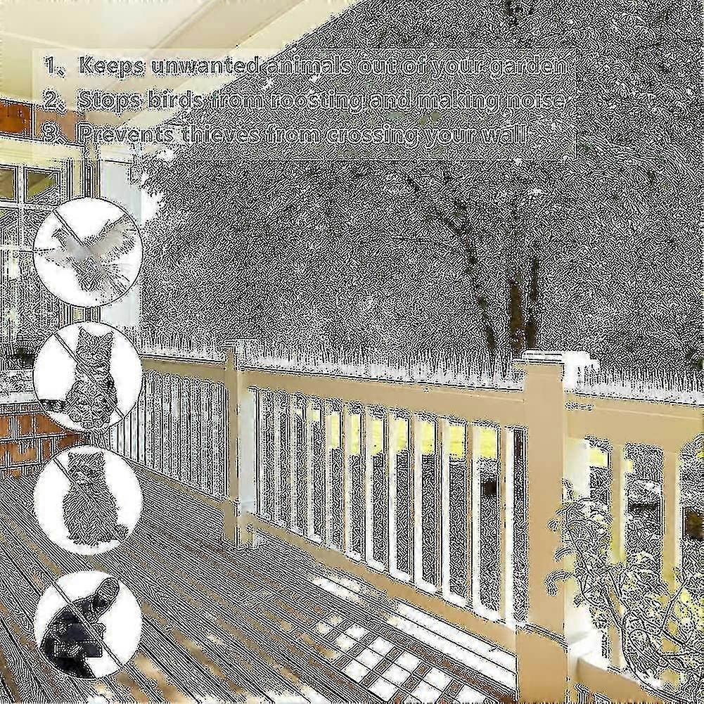 5 Meter Pigeon Spikes, 3 Rows Plastic Pigeon Repellent Bird Repellent Crow Repeller Cat Repellent Compatible Balcony, Fences And Roof - Pack Of 12 (wh