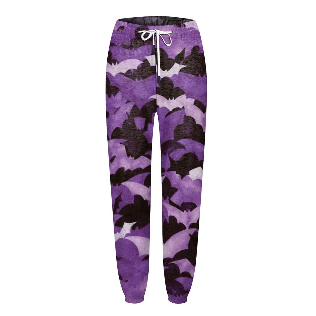 Women's Casual Fashion Halloween Printed Leisure Pants Sweatpants Trousers Drawstring Elastic Waist Drawstring Drawstring Pants
