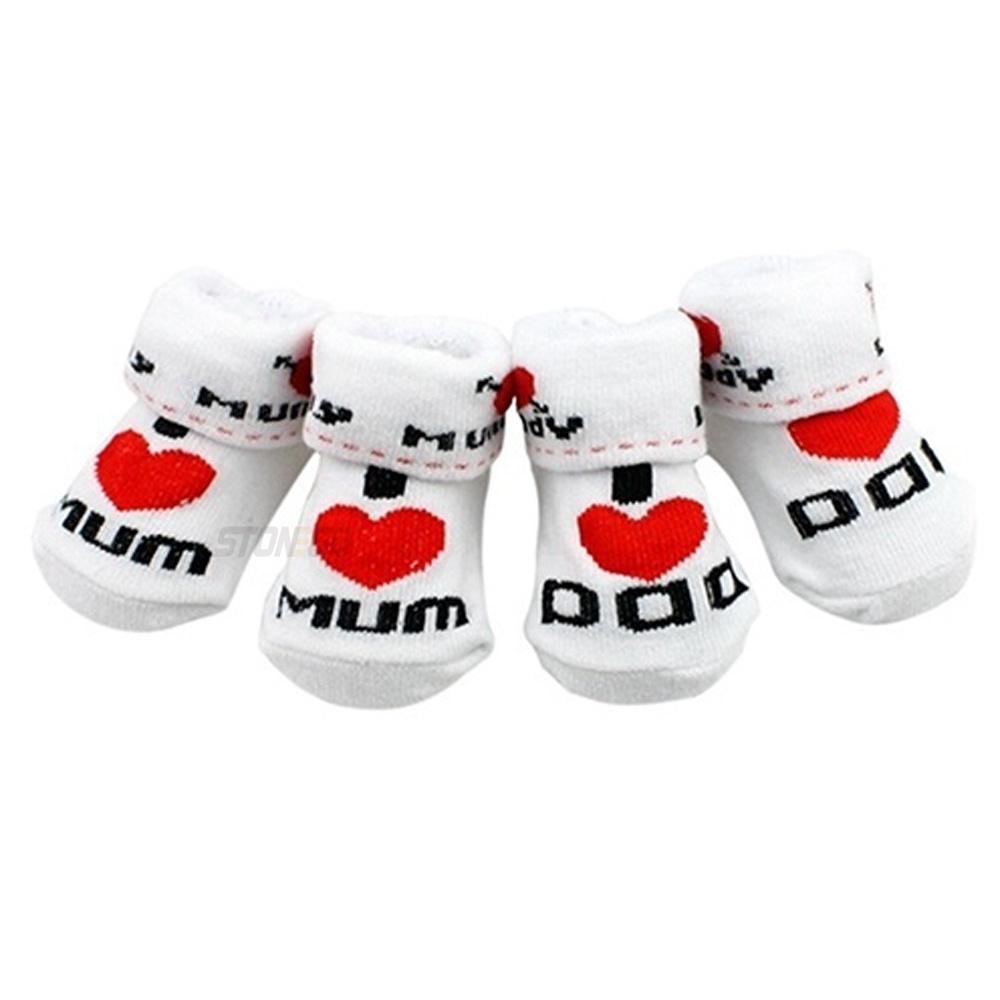Милые носочки для новорожденного Белый хлопок Я люблю маму папу 0-6 месяцев Младенцы мальчики девочки Мягкие удобные короткие носки