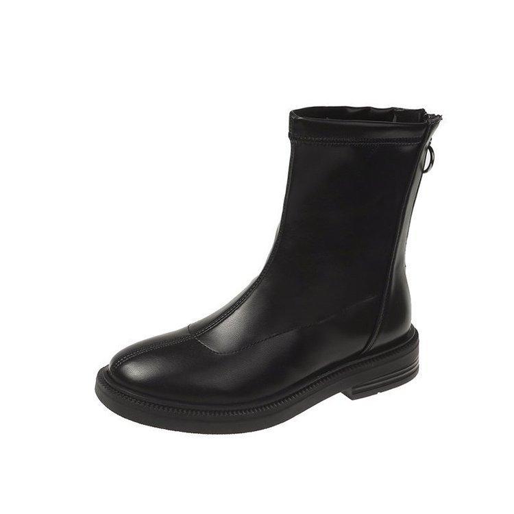 Модные женские ботильоны осень 2024 новые короткие сапоги из искусственной кожи на платформе женские плоские круглые носки на молнии белые сапоги Botas De Mujer