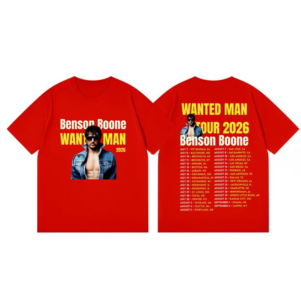 Benson Boone Wanted Unisex Tour 2026 Graphic T Shirts Unisex Women Clothing Rock Fashion Tshirts Summer Casual Loose Cotton Tshirt