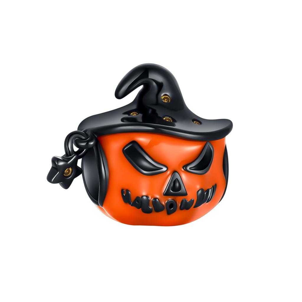 Funny Halloween Charms Copper Pumpkin Ghost Witch Magic Hat Pendant Bead Fit Original Bracelet Necklace Diy Jewelry