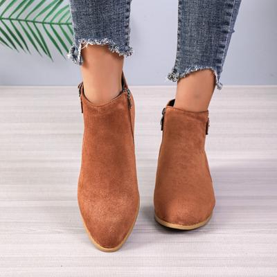 Короткие сапоги европейского и американского дизайна 2024 года, осень и зима, новые замшевые короткие сапоги с пряжкой для женщин Zapatos Mujer