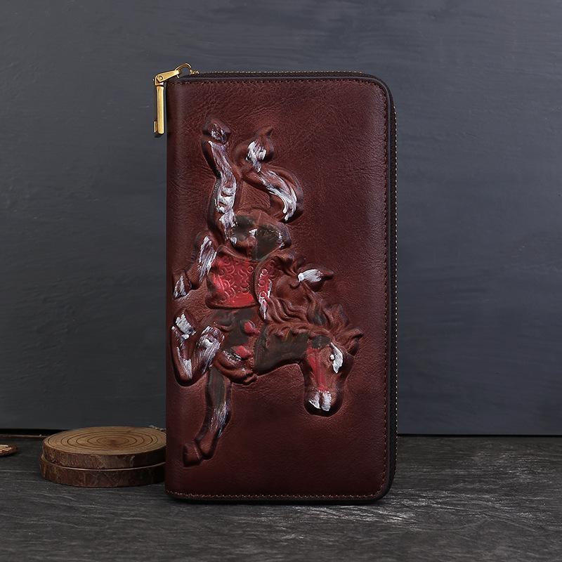 Кожаный кошелек, Ретро сумка, Большая вместимость, Многосекционный деловой клатч