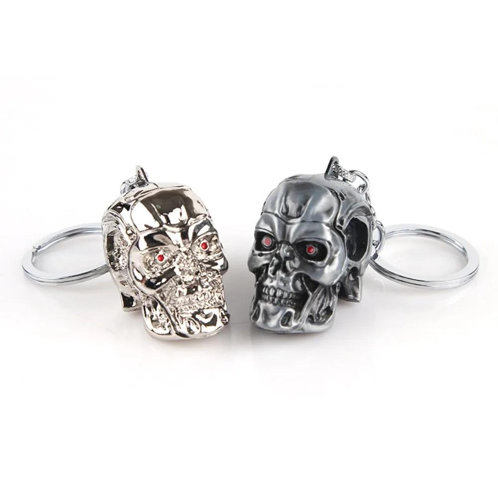 Creative Fashion Movie Merchandise Metal Skull Terminator Keychain for Men Punk Style Hip Hop Rock Key Rings Model Accessory